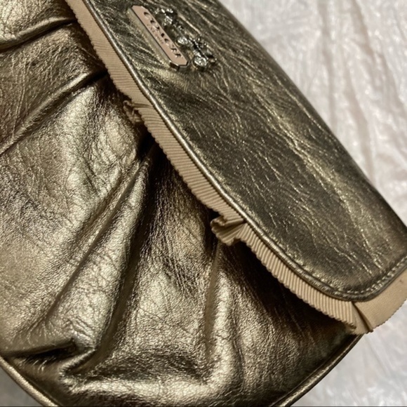 Coach Madison gold metallic leather wristlet bag